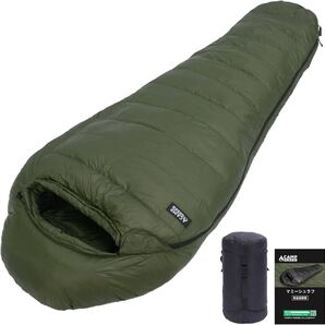 キャンプグリーブ ダウンシュラフ 600FP 400g 寝袋 ダウン マミー型 アウトドア キャンプ 400T20D撥水加工 防災