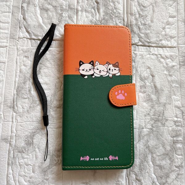 Redmi 12C 11A ケース 手帳型 カード収納 スタンド機能 かわいい猫 オレンジ グリーン 猫 シャオミ スマホケース
