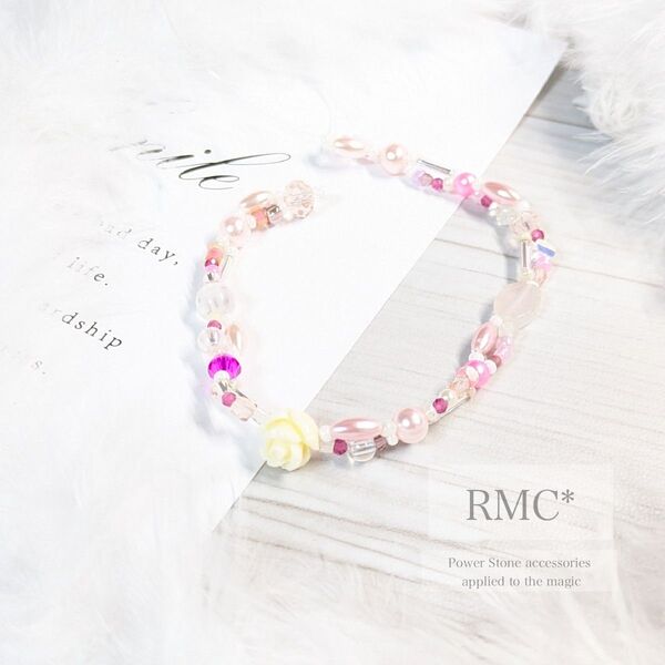 RMC*お姫様ピンクの天然石ブレスレット/アンクレット