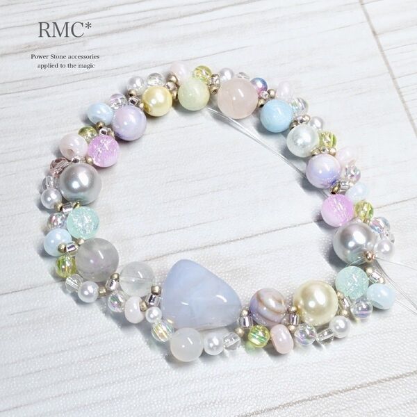 RMC*ブルーレースアゲートのマーメイド天然石ブレスレット