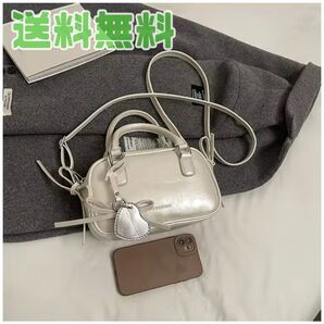【新品】韓国バッグ トートバッグ ショルダーバッグ リボン ハート ホワイト
