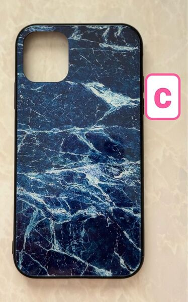 シンプル☆耐衝撃背面9HガラスケースiPhone12miniのCケース
