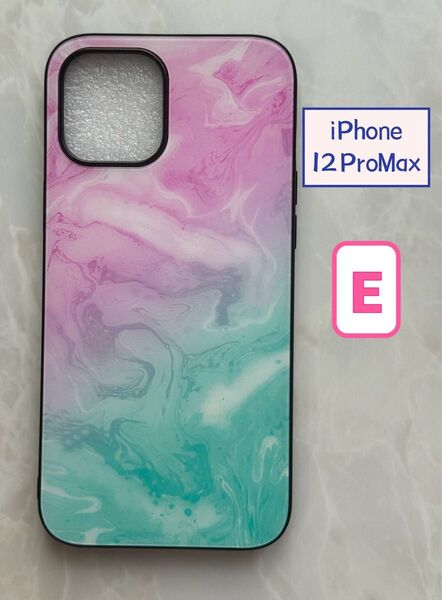 シンプル☆耐衝撃背面9HガラスケースiPhone12ProMaxのEケース