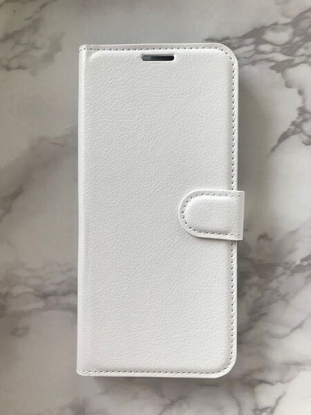 AQUOS sense6 ホワイト 白色 SHARPシンプルレザー手帳型ケース