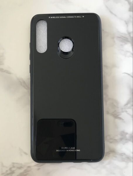 シンプル&可愛い耐衝撃背面9Hガラスケース HUAWEIP30Lite ブラック 黒