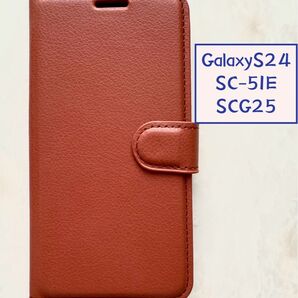 GalaxyS24 ブラウン 茶色人気商品!シンプルレザー手帳型ケース
