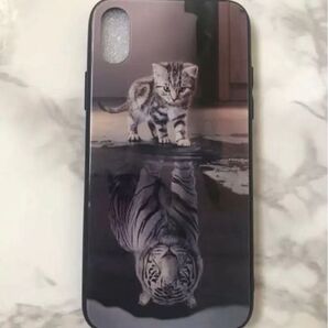 iPhone X/Xs 虎猫 可愛いねこちゃん♪薄型背面9Hガラスケース