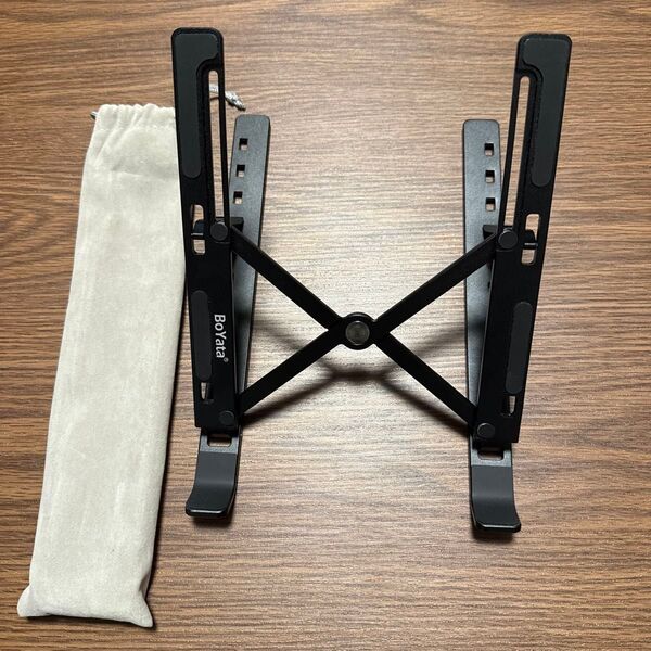 BoYata ノートパソコン スタンド iPadスタンド 折りたたみ式 6段階調節可能 収納袋付き ブラック