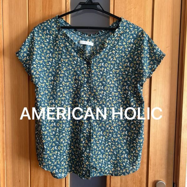 【AMERICAN HOLIC 】レディース 花柄 フリル袖 シャツ Fサイズ カットソー