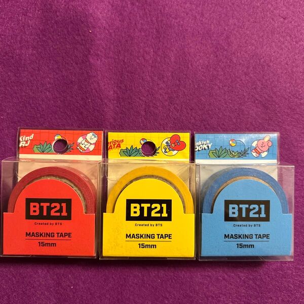 BT21 RJ・TATA ・COOKY マスキングテープ 3個セット