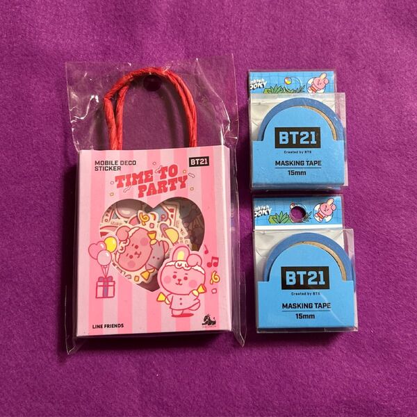 BT21 COOKY ステッカー、マスキングテープ 2個 3個セット