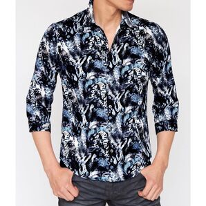 【完売品】TORNADO MART コラージュパイソンプリント7分袖シャツ M