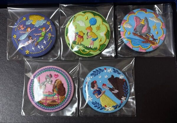 ディズニー刺繍缶バッジ バンダイ 食玩 ぷーさん ピーターパン 5種類 Disney ディズニー