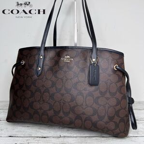 COACH コーチ シグネチャー レザー トートバッグ ハンドバッグ 極美品