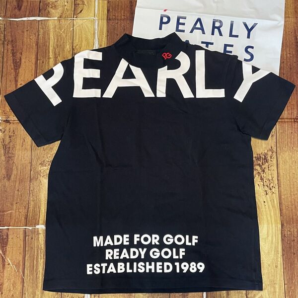 美品 パーリーゲイツ モックシャツ 5 メンズ ブラック モックネック 半袖 ストレッチ PEARLYGATES シャツ Lサイズ