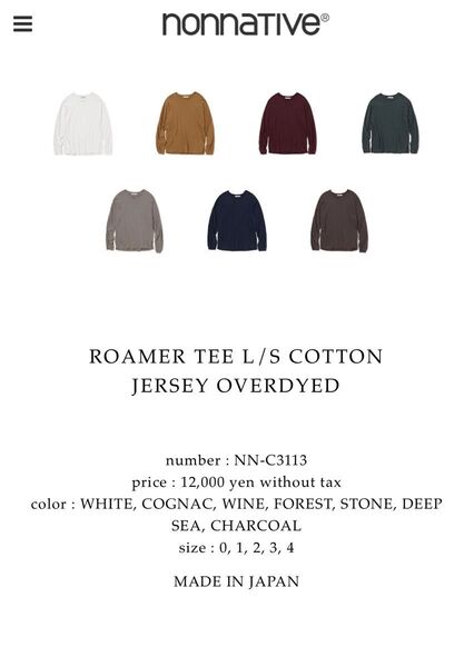 nonnative ROAMER TEE L/S COTTON JERSEY OVERDYED FOREST
