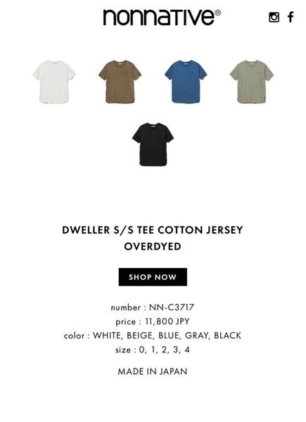 nonnative DWELLER S/S TEE COTTON JERSEY OVERDYED BLUE