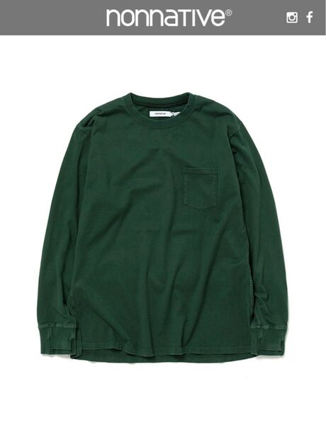 nonnative DWELLER L/S TEE COTTON JERSEY OVERDYED DK.GREEN