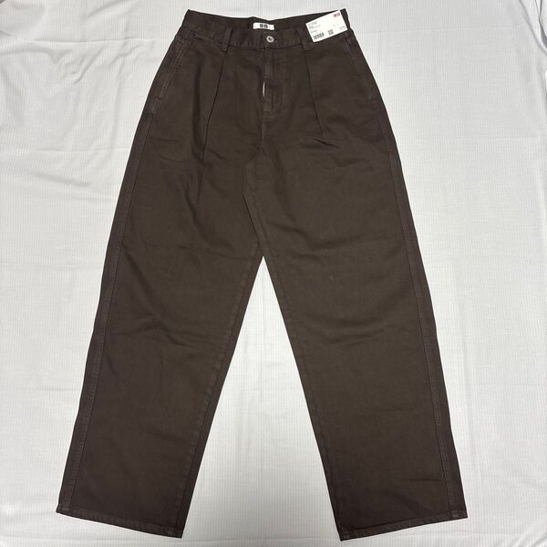 ユニクロU UNIQLOU デニムタックパンツ ブラウン 25 S