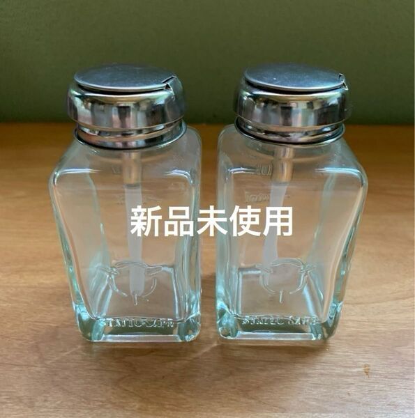新品未使用 ネイル ガラスディスペンサーメタルヘット2個+ネイル道具 (ラメ、極細筆、ガラスパレットなど)値下げ