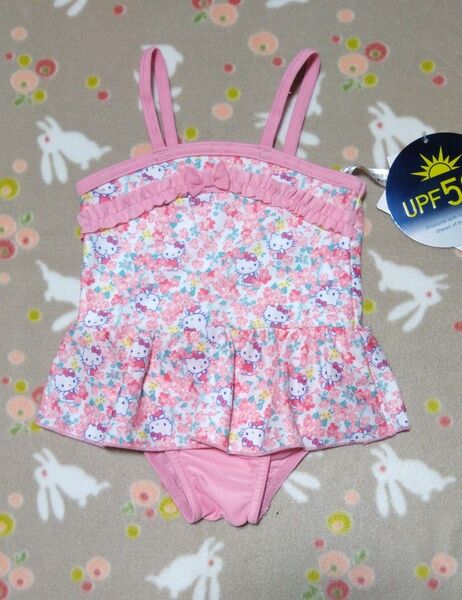 新品90 ハローキティ ワンピース水着 女児水着 キティちゃん 水遊び