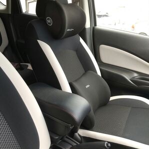 【4点セット】日産ノートE12専用コンソールボックス+ネックサポート+腰部サポート+新品カーボン調ショートアンテナ「格安」
