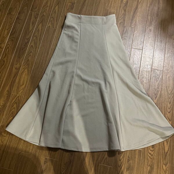 coca コカ マーメイド スカート ロング フレア L グレー ピンクグレー ウエストゴム(中古美品)