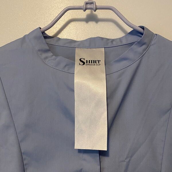 シャツ 無地 ブラウス 長袖 シンプル OPAQUE SHIRT 裾フレアブルーチュニックシャツ L 長袖