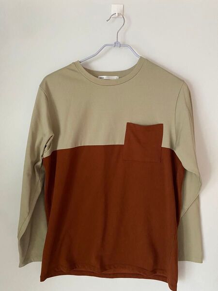 ikka オレンジアイボリー ロンT トップス 長袖 L イッカ カットソー トップス Tシャツ 長袖カットソー クルーネック