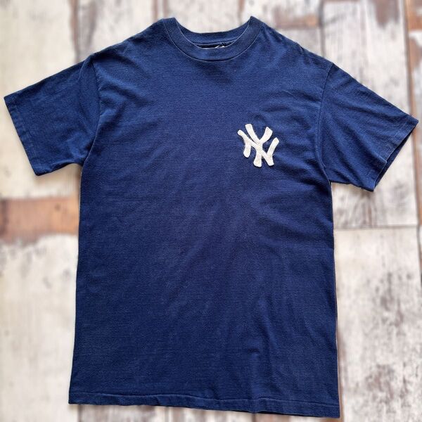 NYヤンキース ロゴTシャツ ネイビー USA製 M