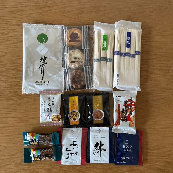 ② 【15点セット】食品詰め合わせセット まとめ売り そうめん スープ みそ汁 おやつ のり コーヒー クッキー
