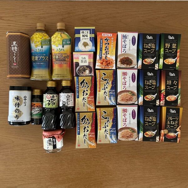 【セット】【食品詰め合わせ 】【まとめ売り】調味料 黒糖かりんとう スープ おやつ のり 鮭フレーク ふりかけ 油