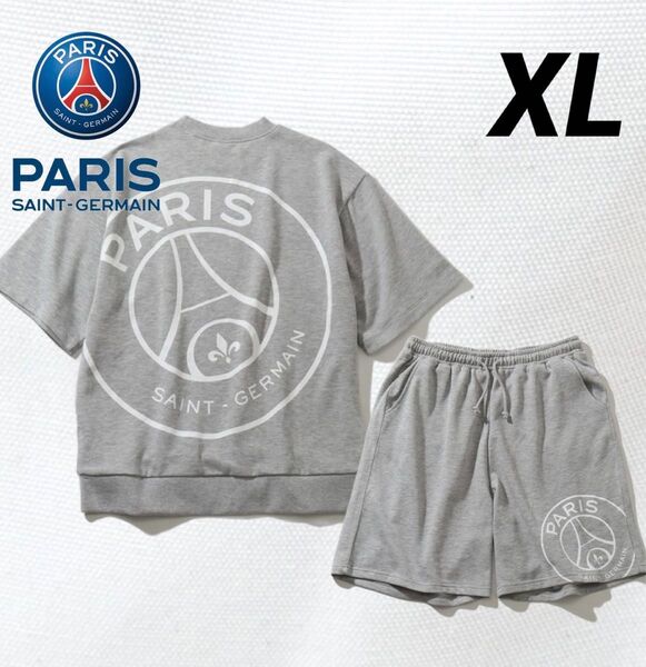 XL 新品 パリサンジェルマン 上下セット 半袖スウェット ハーフパンツ Paris Saint-Germain PSG グレー