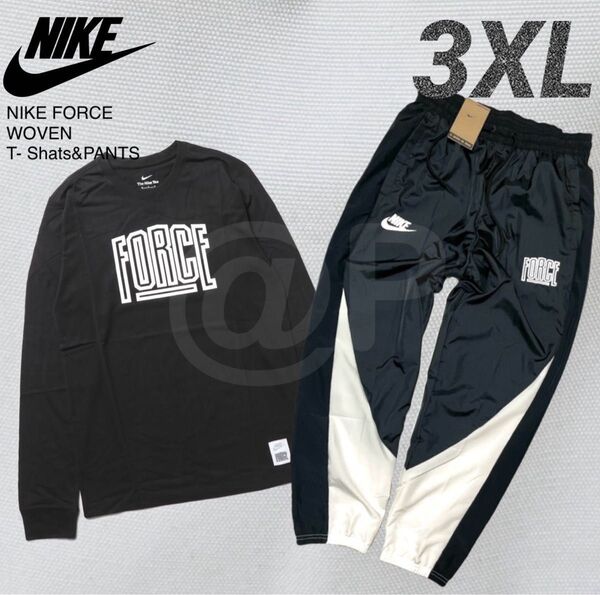 3XL 新品 ナイキ 上下セット ロンT ウーブンパンツ 黒 ブラック 完売品