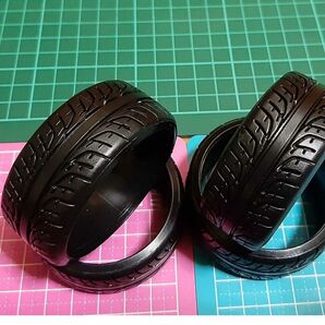 リアルトレッドパターン ⑥ ドリフト タイヤ 1台分 ラジコン ホイール YD-2 ドリパケ TT01 TT02 BT01