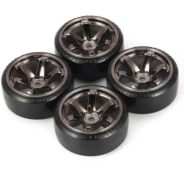 ◆チタンメッキ◆ ドリフト タイヤ ホイール ラジコン TT01 TT02 ドリパケ YD-2 GRK RAYS ヨコモ TE37