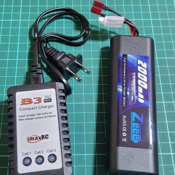 7.4V リポ バッテリー 充電器 セットラジコン cc01 cc02 cr01 wr02 dt02 dt03 dt04 bt01