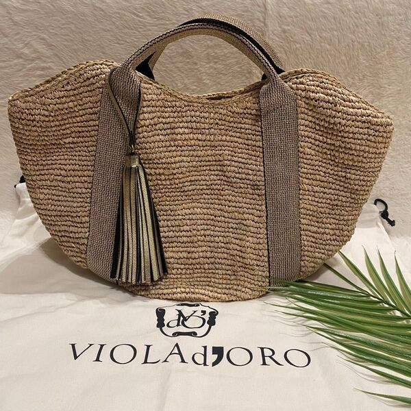 週末限定セール!!!1万5千円から1万1千円へ!VIOLAd'ORO ヴィオラドーロ かごバッグ タッセル フリンジ 夏