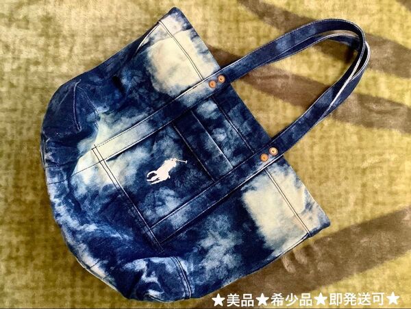 ★美品★希少品★ Polo Ralph Lauren デニムトートバッグ ビッグポーニーL 肩掛け可能