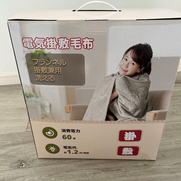 電気毛布188x130cm 6段階温度調整 タイマー付 省エネ グレーブラウン