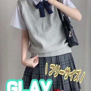 スクールベスト ベスト 女子高生 制服 高校生 通学 フリーサイズ グレー 中学 女子 夏物 学生服