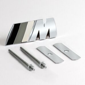 BMW Mエンブレム フロントグリル用 スタッドボルト式 Mバッヂ グレーss