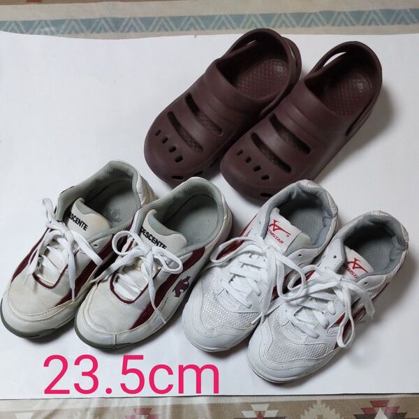 DESCENTE スニーカー & GYMSTAR 体育館シューズ & MOOSBACHER 校内スリッパ 23.5cm
