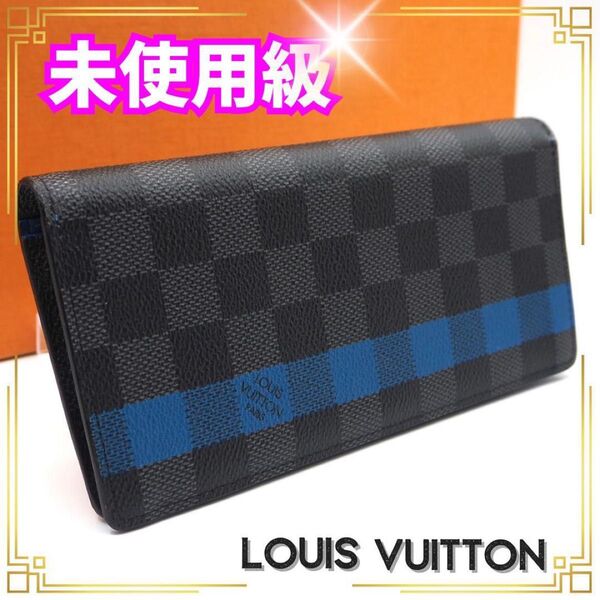 【限定品】ルイヴィトン 長財布 ブラザ ダミエグラフィット ストライプ ブルー 二つ折り財布 LOUIS VUITTON