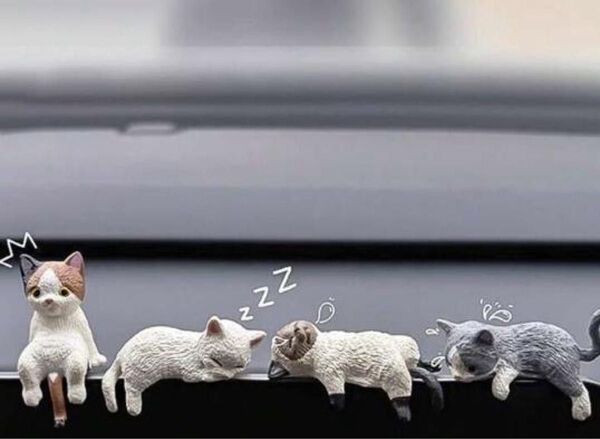 猫 置物 車飾り 車内 4個セット インテリア ネコ かわいい 車載