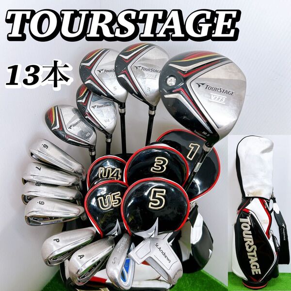 【豪華13本】ツアーステージ V773 メンズクラブセット 初心者 男性SR ドライバー ユーティリティ アイアン パター