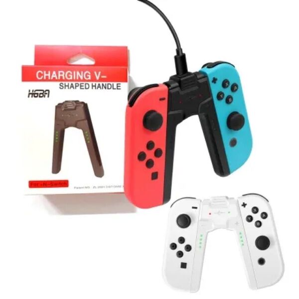 任天堂スイッチ 充電 ジョイコングリップ V字型 超小型 超軽量 黒 ブラック Nintendo Switch