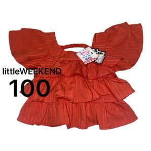 【未使用】little WEEKEND フリル トップス オレンジ 100