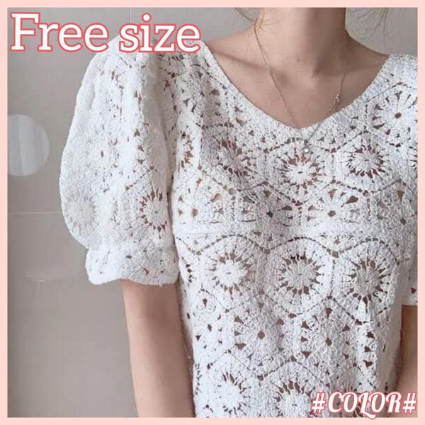 【デザインTシャツ】 白Tシャツ パフスリーブ 半袖 透け感 短丈シャツ キレイめ 大人カジュアル オフィス デート