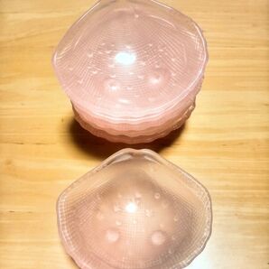 昭和レトロ 未使用 貝殻型 ピンク ガラス 小鉢 小皿 6個セット